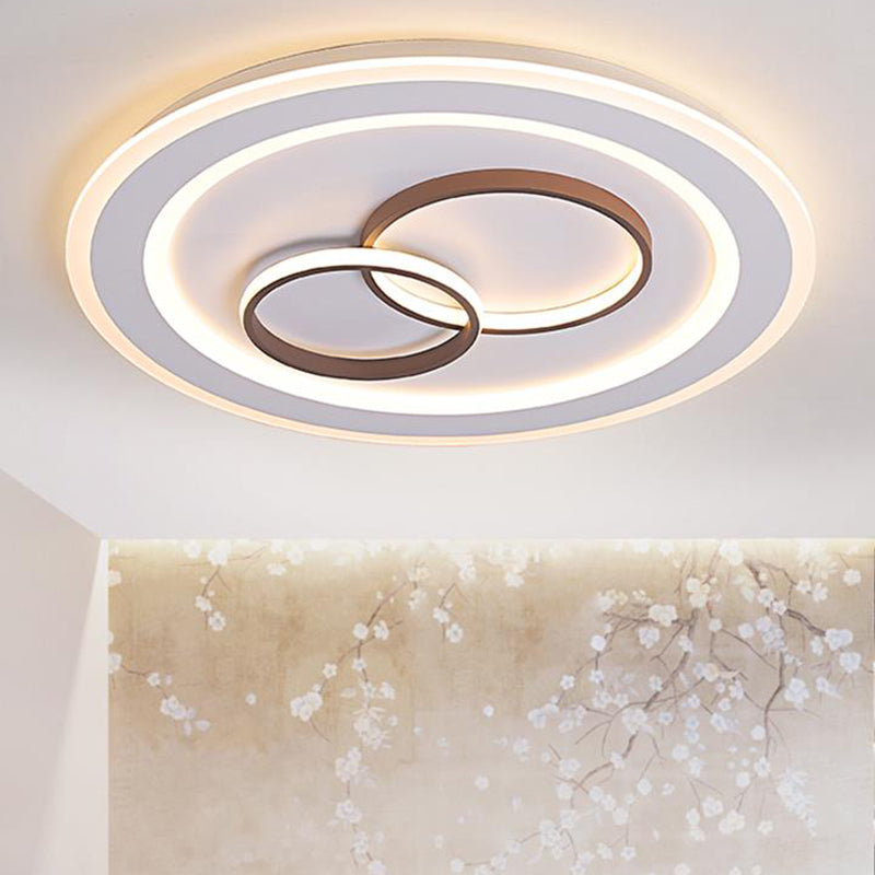Minimalist Acrylic Led Bedroom Ceiling Lamp In White - 24.5’/31’ Wide Circle Flush Mount