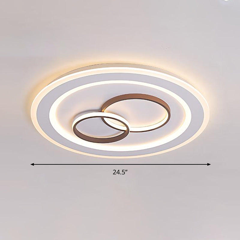 Minimalist Acrylic Led Bedroom Ceiling Lamp In White - 24.5’/31’ Wide Circle Flush Mount Lighting