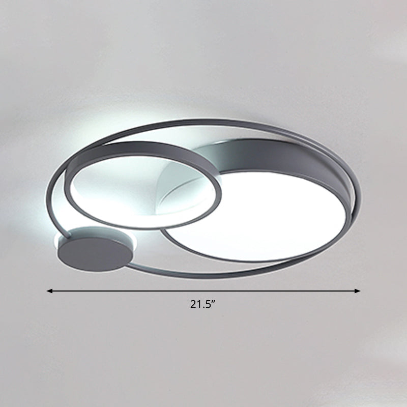 Minimalist Led Flush Mount Ceiling Lamp - Wide Grey Ring | Bedroom Lighting Solution