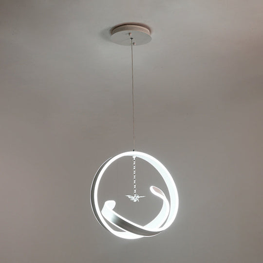 Minimalistic Twist Hanging Led Chandelier Pendant Light - Simple Style Acrylic Warm/White