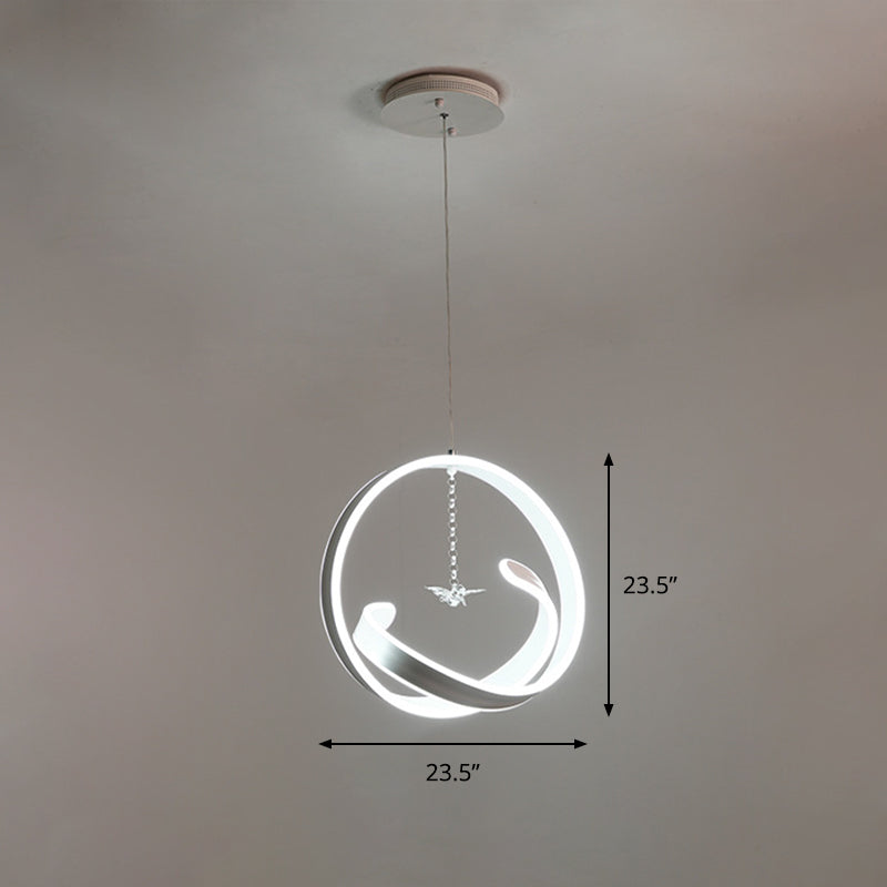 Minimalistic Twist Hanging Led Chandelier Pendant Light - Simple Style Acrylic Warm/White