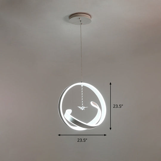 Minimalistic Twist Hanging Led Chandelier Pendant Light - Simple Style Acrylic Warm/White