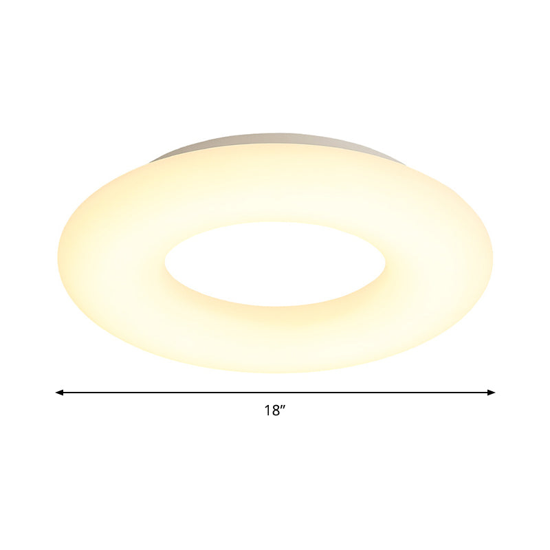 18’/23.5’ Modern Led White Doughnut Acrylic Flush Mount Ceiling Lamp