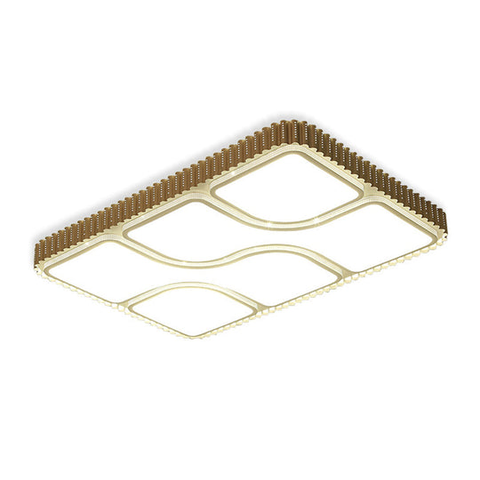 Contemporary Gold Rectangular Led Flushmount Ceiling Light For Living Room - White/Warm