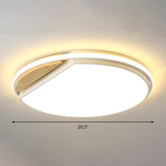Circular Flush Mount Led Ceiling Light Fixture - Modern Acrylic Design 16.5 Wide White/3 Color