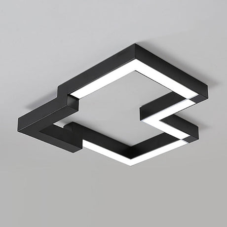 Modern Metal Geometric Ceiling Light | 19.5’/25.5’ Wide Black/White Led Flush Mount Warm/White