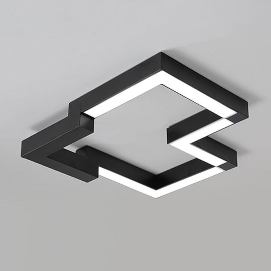 Modern Metal Geometric Ceiling Light | 19.5’/25.5’ Wide Black/White Led Flush Mount Warm/White