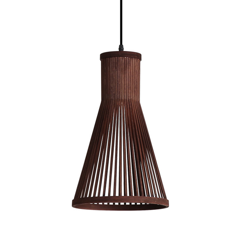 Modern Bamboo Cone Pendant Light Fixture - 16’/18’/23.5’ H 1 Beige/Brown Dining Room Lighting