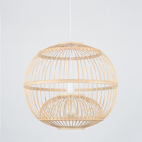 Bamboo Globe Dining Room Pendant Light Fixture - 14’/16’ Dia 1 Modern Style Beige / 14’
