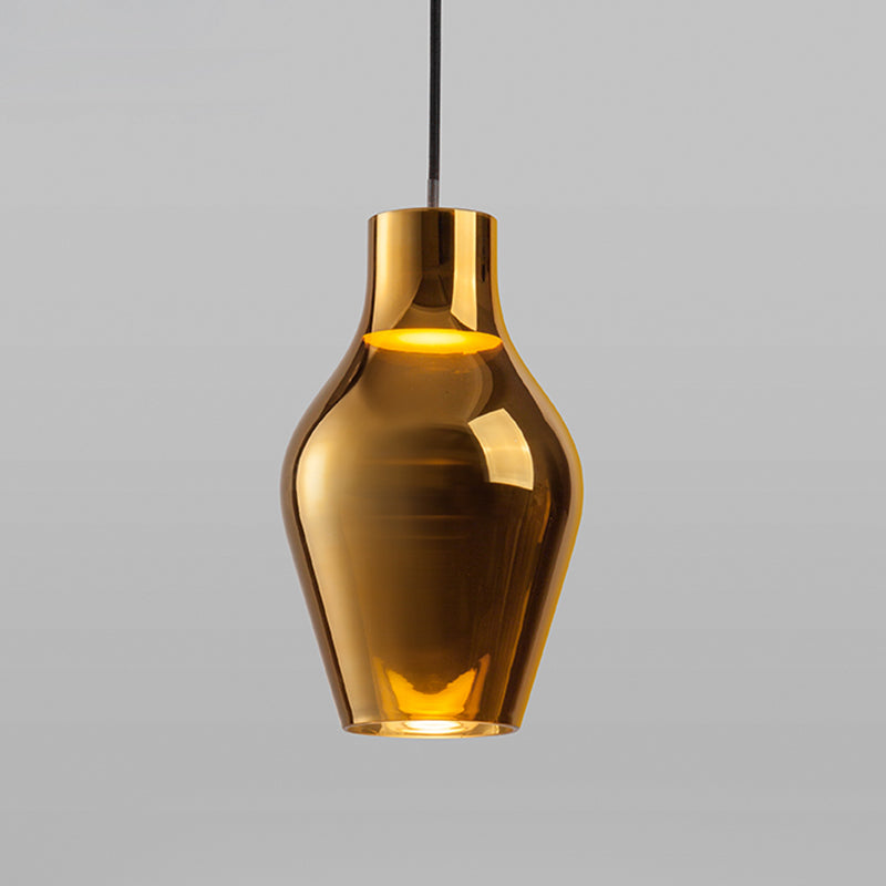 Contemporary Gold Glass Urn Pendant Light Fixture - 1 Head 6.5/8.5 Wide