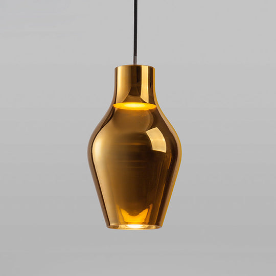 Contemporary Gold Glass Urn Pendant Light Fixture - 1 Head 6.5/8.5 Wide