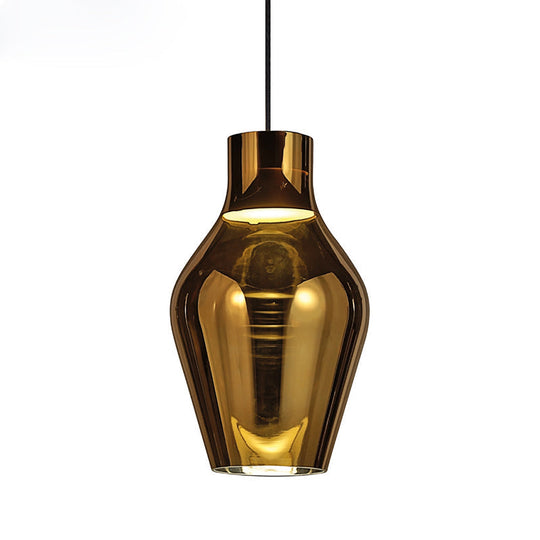 Contemporary Gold Glass Urn Hanging Light - 1 Head Pendant Lighting Fixture 6.5’/8.5’ Wide