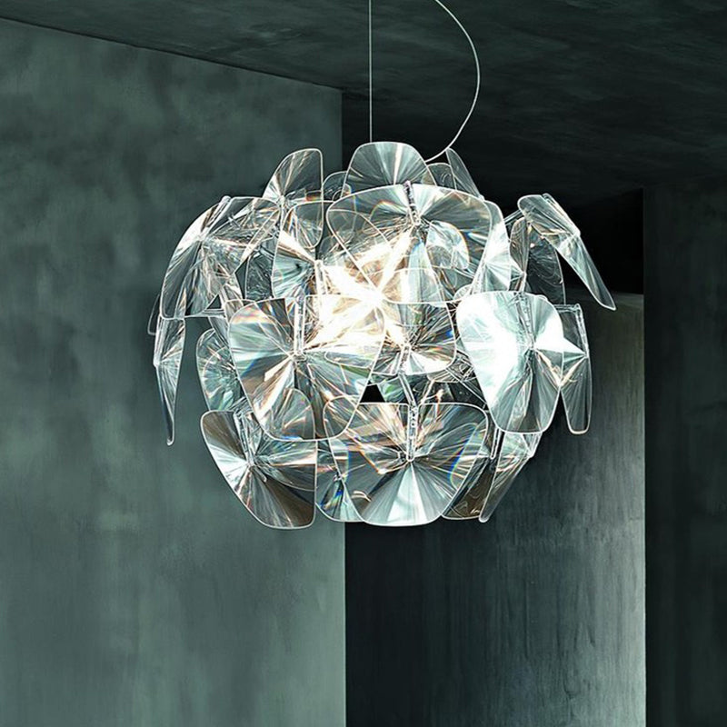 Modern Clear Glass Round Pendant Light - 1 Head Wide Ceiling Hanging 22’/25.5’ Size