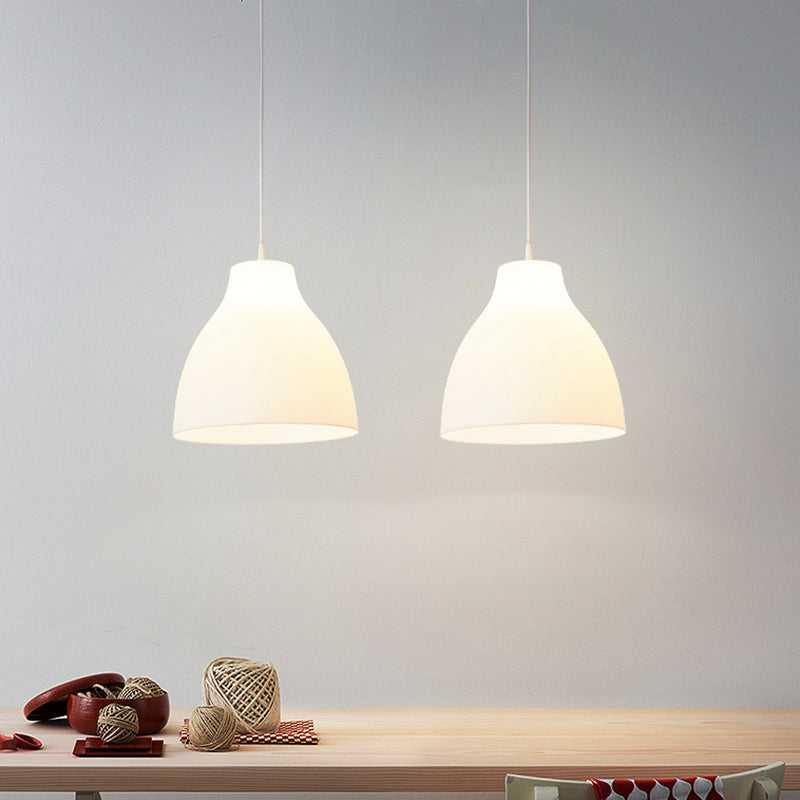 Dome Hanging Lamp - Modernist Acrylic 9’/10’/13’ Wide White 1 Bulb Suspended Lighting Fixture