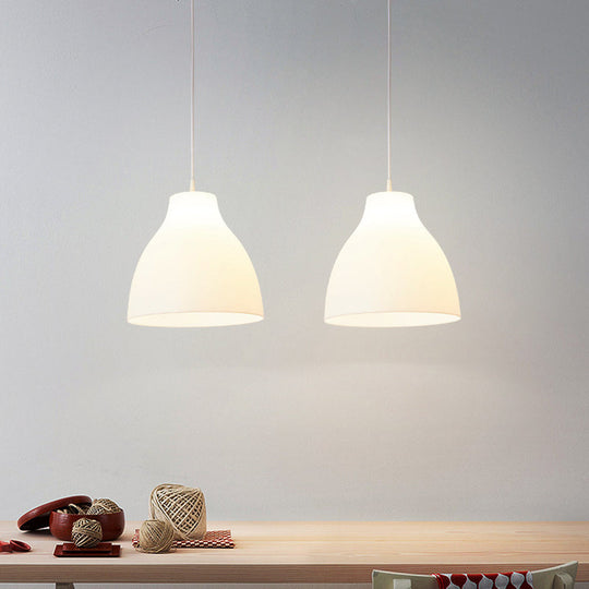 Dome Hanging Lamp - Modernist Acrylic 9’/10’/13’ Wide White 1 Bulb Suspended Lighting Fixture