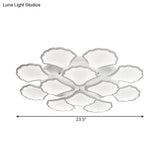 3/5/9 - Light Led Flush Ceiling Light With Ginkgo Leaf Acrylic Shade - White Lighting Fixture In