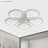 3/5/9 - Light Led Flush Ceiling Light With Ginkgo Leaf Acrylic Shade - White Lighting Fixture In