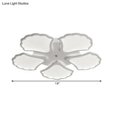 3/5/9 - Light Led Flush Ceiling Light With Ginkgo Leaf Acrylic Shade - White Lighting Fixture In