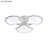 3/5/9 - Light Led Flush Ceiling Light With Ginkgo Leaf Acrylic Shade - White Lighting Fixture In