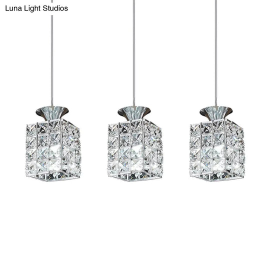 3-Light Crystal Island Pendant With Cutout Linear Design