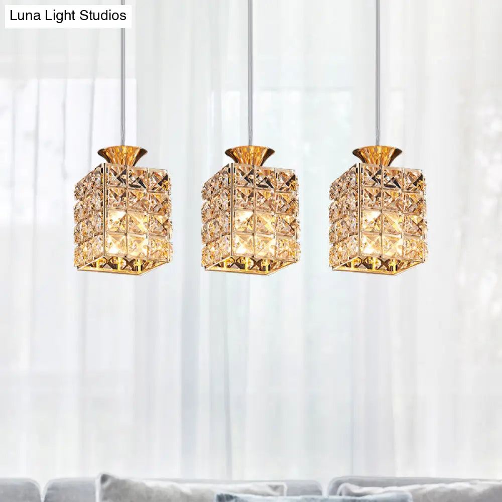 3-Light Crystal Island Pendant With Cutout Linear Design