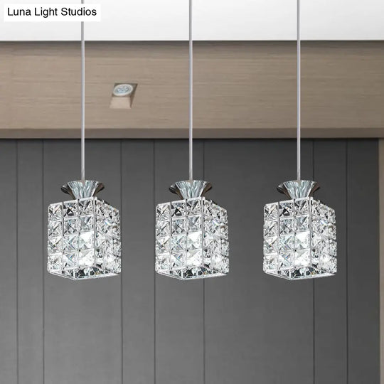 3-Light Crystal Island Pendant With Cutout Linear Design