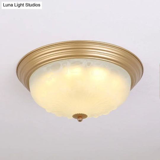 3-Light Frosted Glass Flush Ceiling Light - Colonial Dome Style Ideal For Bedroom Flushmount