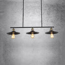 3-Light Island Pendant With Vintage Black Metal Shade - Industrial Indoor Lighting