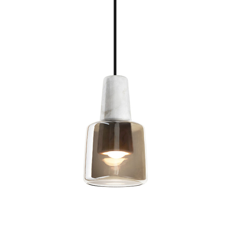Smoke Gray Glass Urn Pendant Light: Contemporary Bedroom Lighting Fixture