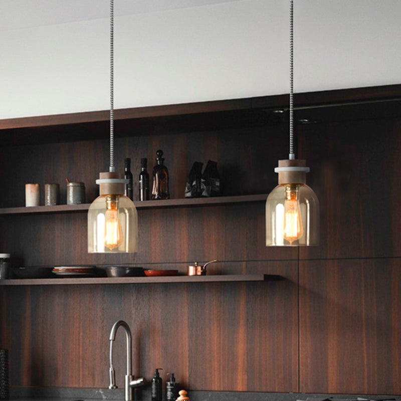 Amber Glass Urn Pendant Light: Contemporary Ceiling Lighting Fixture For Kitchen