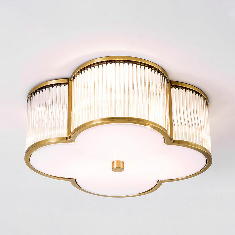 Traditional Gold Crystal Ceiling Mounted Fixture - 4 - Light Flush Mount Spotlight