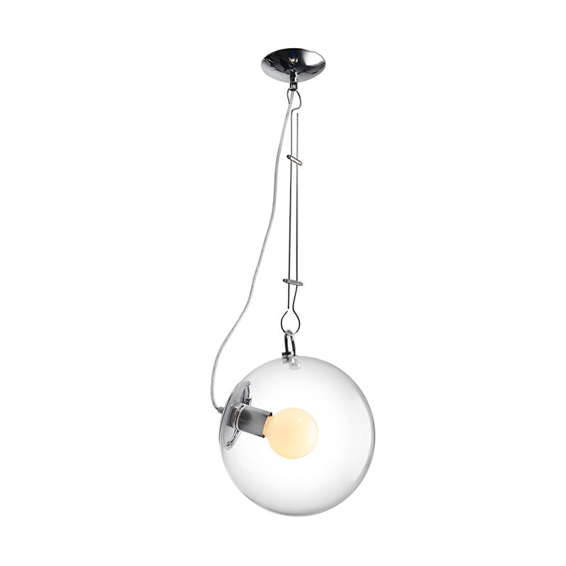Contemporary Clear Glass Pendant Light With 1 Bulb 10’/12’ Wide