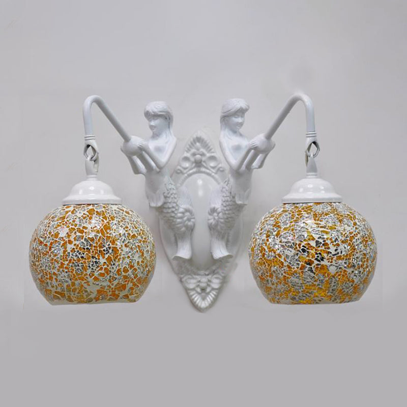 Multicolored Vanity Lamp With 2 Lights And Mediterranean Style For Bathroom Orange