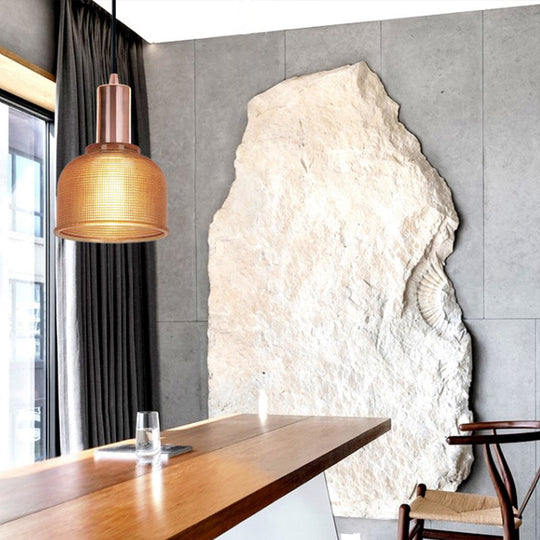 Modern Amber/Clear Glass Dome Pendant Light - Stylish Lighting For Living Rooms Amber