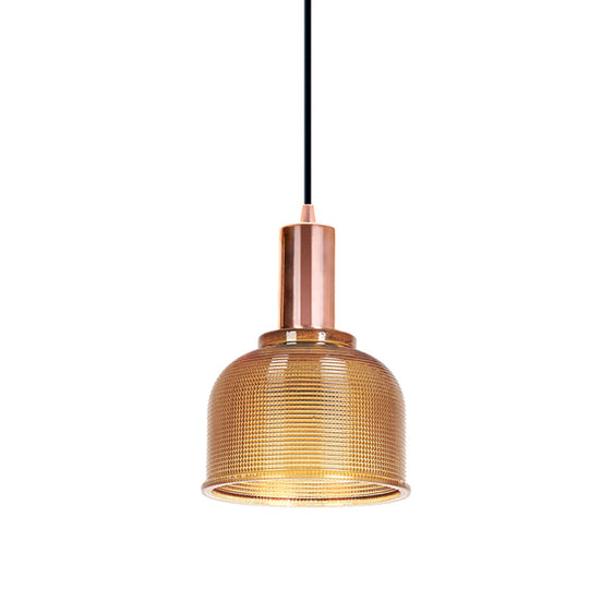 Modern Amber/Clear Glass Dome Pendant Light - Stylish Lighting For Living Rooms