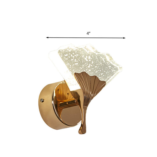 Ginkgo Vintage Crystal Wall Sconce Light - Gold Led Lighting (1/2 Heads) In Warm/White