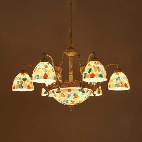Mosaic Baroque Style Shell Chandelier - Pendant Light Kit For Kitchen 5/9/11 Lights White 9 /