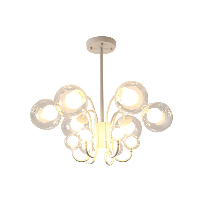 Modernist 12-Light Led Chandelier With Clear Glass Shade For Living Room