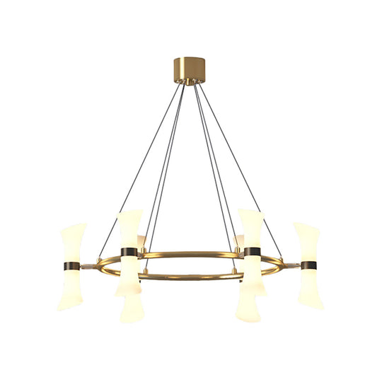 Modern 6-Head Gold Chandelier With Frosted Glass Shade