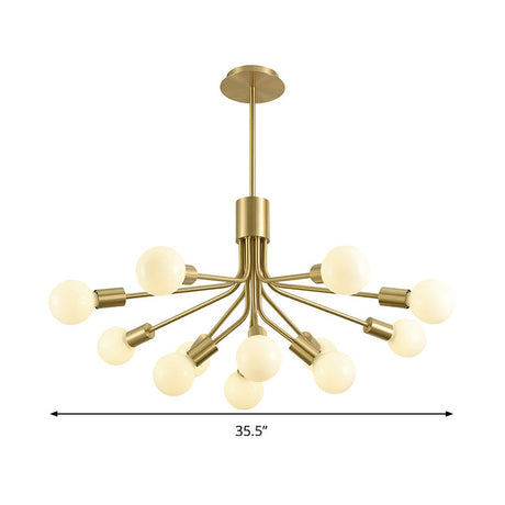 Sleek Sputnik Chandelier: Contemporary 12-Head Brass Pendant Light Fixture