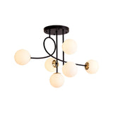 Modern Metal Armed Ceiling Chandelier With 6 Bulbs Black/Gold Finish And Choice Of Smoke Grey Cognac