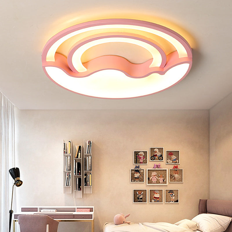 Macaron Led Ceiling Lamp - Modern Flush Mount Light For Childs Bedroom