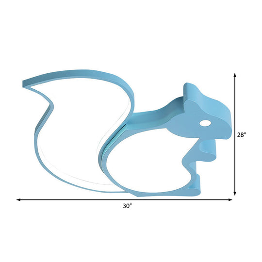 Blue Animal Baby Squirrel Led Ceiling Lamp For Child’s Bedroom