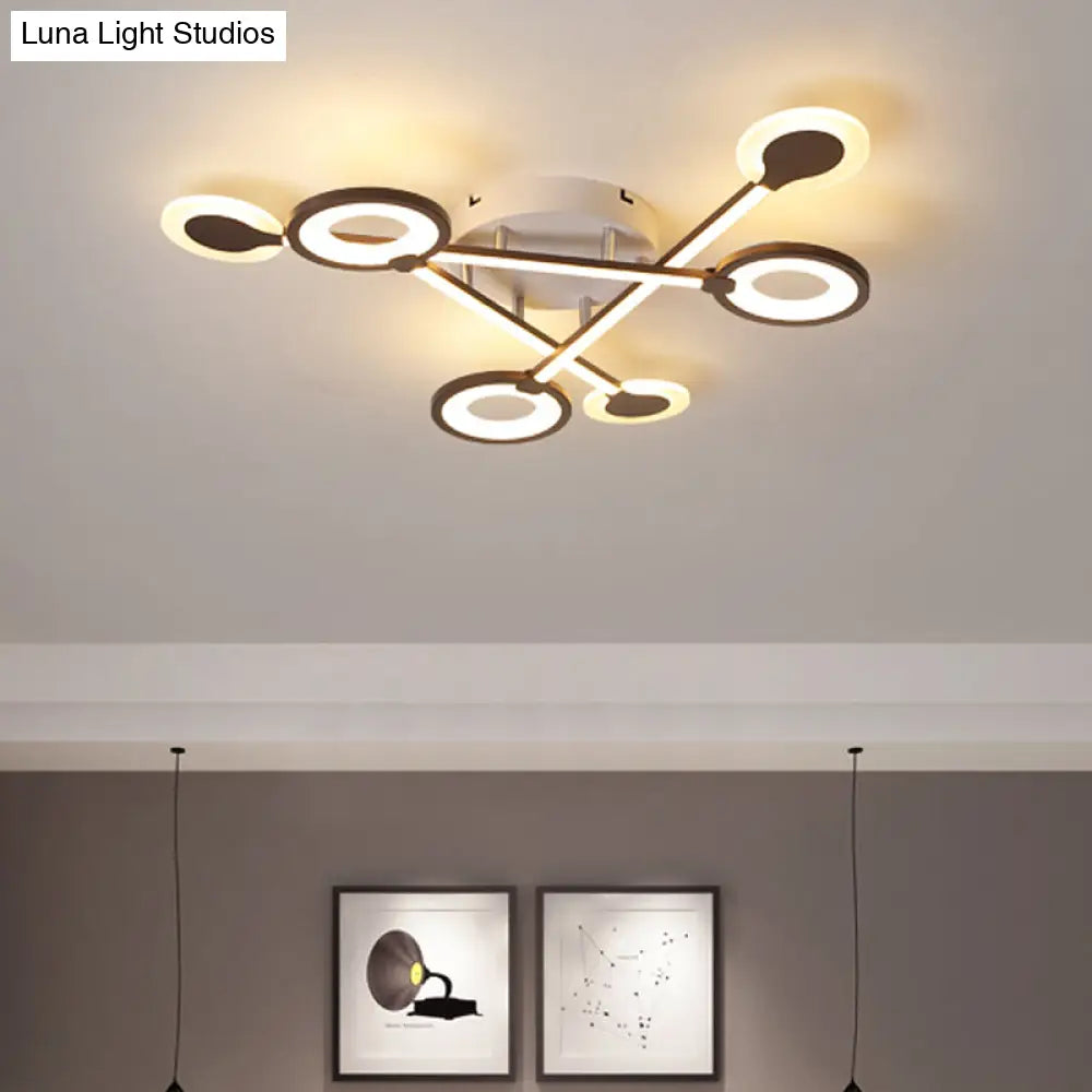 31.5’/39’ Crossed Ceiling Lighting: Modern Acrylic Led Black Flush Lamp (Warm/White Light) /