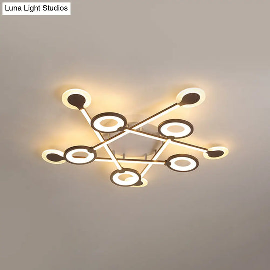 31.5’/39’ Crossed Ceiling Lighting: Modern Acrylic Led Black Flush Lamp (Warm/White Light) /