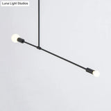 31.5/39 Exposed Chandelier Lamp - Modern Metal Design 2 Head Black/Gold Indoor Hanging Lighting