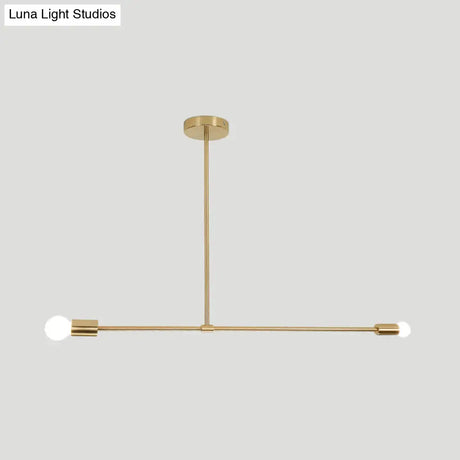 31.5/39 Exposed Chandelier Lamp - Modern Metal Design 2 Head Black/Gold Indoor Hanging Lighting