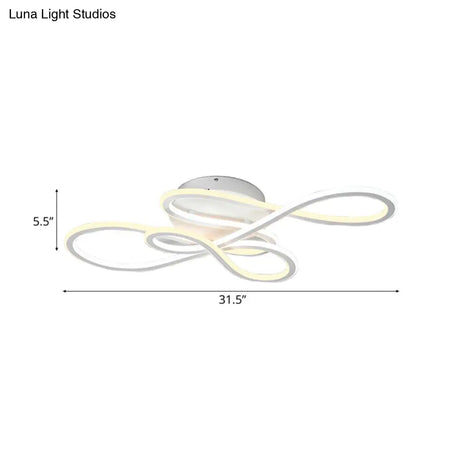 31.5’/39’ Modern Acrylic Led Semi - Flush Ceiling Light - Twisted Design Warm/White For Living Room
