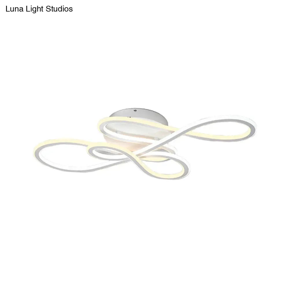 31.5/39 Modern Acrylic Led Semi-Flush Ceiling Light - Twisted Design Warm/White For Living Room