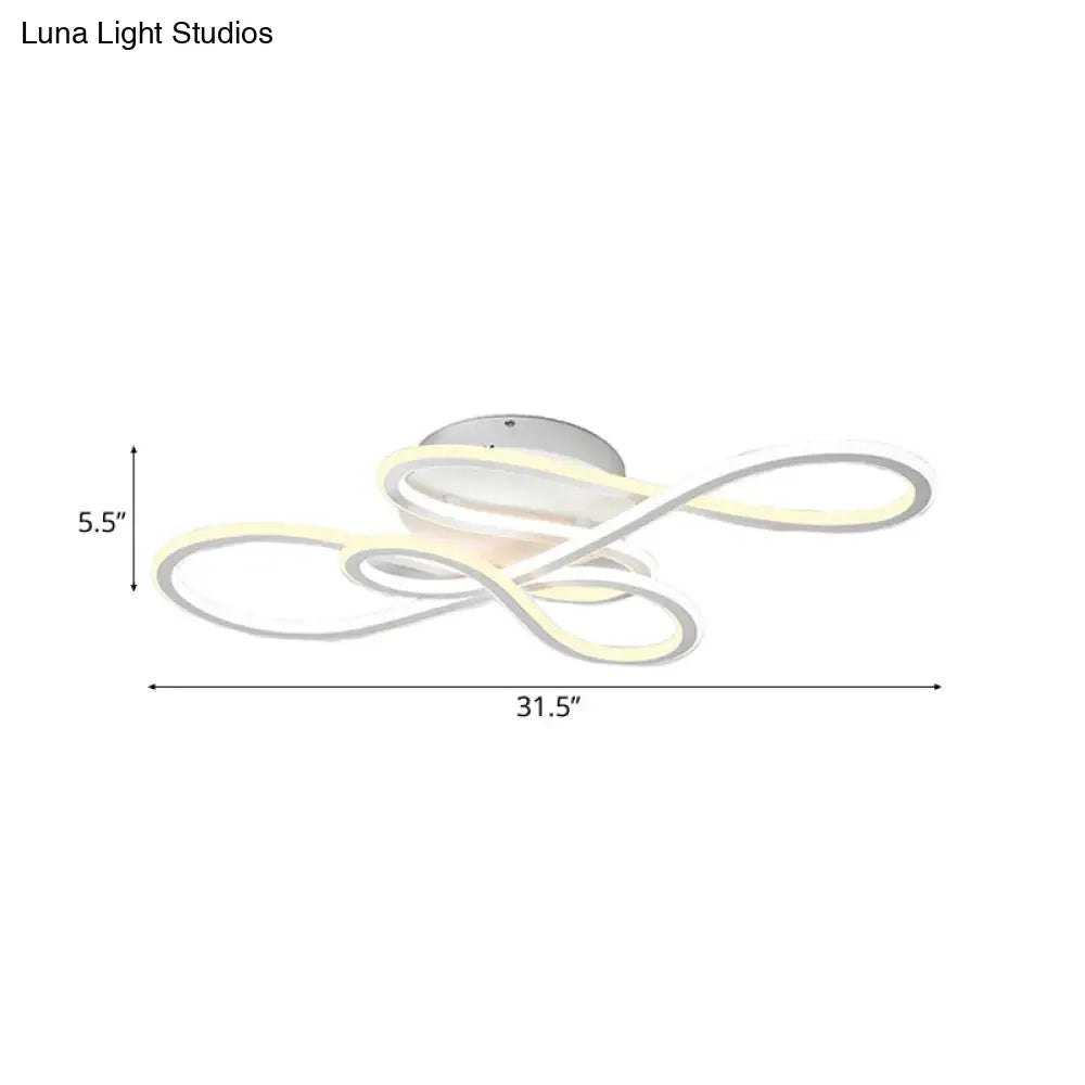 31.5/39 Modern Acrylic Led Semi-Flush Ceiling Light - Twisted Design Warm/White For Living Room